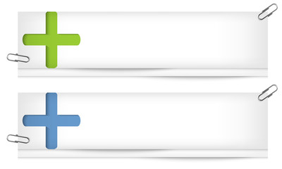 Fototapeta premium set of two blank banners with plus sign
