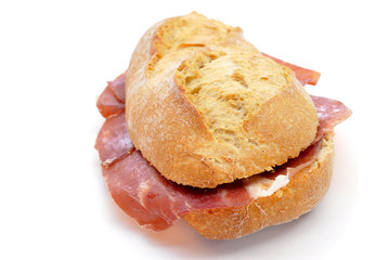 spanish bocadillo de jamon serrano, a serrano ham sandwich