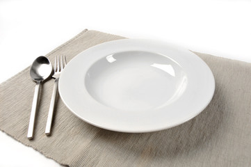 Plate, fork, and spoon