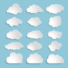 white clouds collection  on a blue background