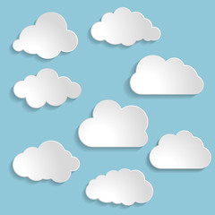 Vector illustration of clouds collection. Cloud dancer color of year 2026