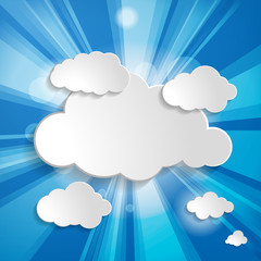 Abstract background with sun rays and clouds