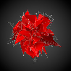 Fototapeta premium streszczenie czerwony nowoczesny trójkątny kształt na czarnym tle