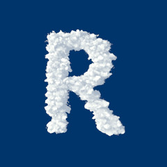 Clouds in shape of letter R on a blue background