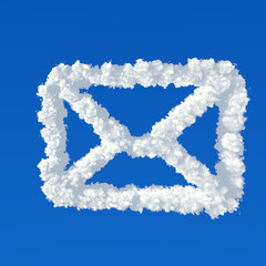 Naklejka premium Clouds in shape of mail icon on a blue background