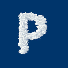 Clouds in shape of letter P on a blue background