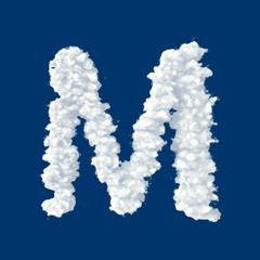 Clouds in shape of letter M on a blue background
