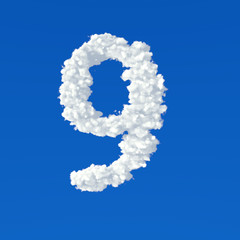 Clouds in shape of number nine on a blue background