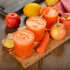 Fresh apple and carrot juice