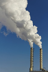 Smoke from chimneys.