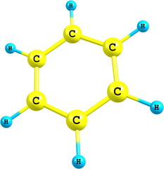 Benzene molecular structure on white background