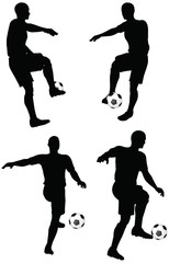 poses of soccer players silhouettes in dribble position