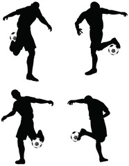 soccer players silhouettes in dribble position
