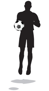 poses of soccer players silhouettes in jump position
