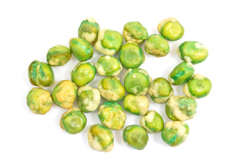 Wasabi peas isolated on white background