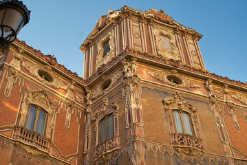 Fototapeta premium Historic buildings with lace fronts of city Valencia Spain