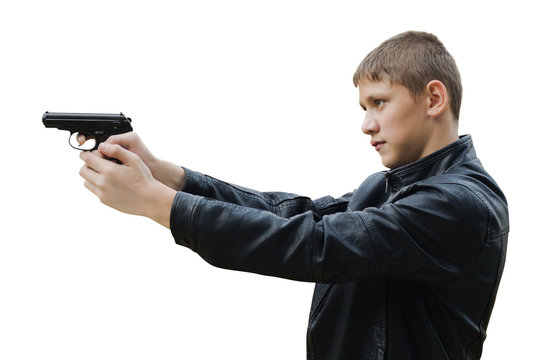 teenager with a pistol