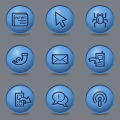 Internet web icons, circle blue buttons