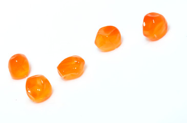 red caviar on a white background. macro