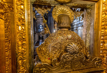 Statue of Santiago from the back in the Santiago Cathedral