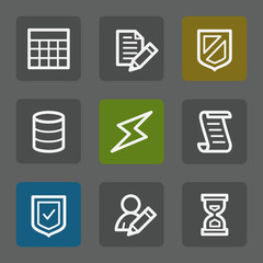 Database web icons, flat buttons