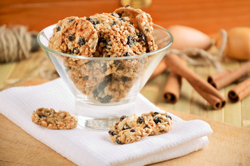 cookies cookies in a glass vase on white kitchen towel