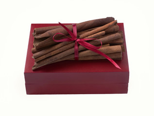 Cinnamon Sticks on Red Box