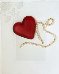 Nostalgic Heart with Pearls on White