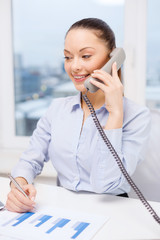 businesswoman with phone, laptop and files