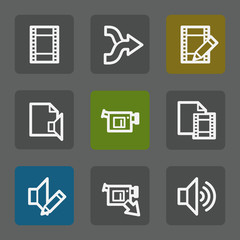 Audio video edit  web icons,  flat buttons