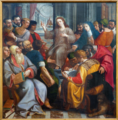 Fototapeta na wymiar Antwerpia - Jezus wśród uczonych w Piśmie malować z katedry
