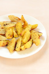 Fried potato wedges