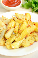 Fried potato wedges