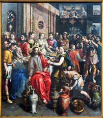 Antwerp - Paint of Miracle at Cana from cathedral of Our Lady
