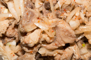 background of fish salad. macro