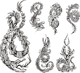 Obraz premium Stylized dragon tattos
