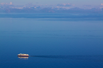 Cruise ship by norwegian coast