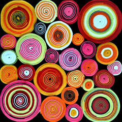 Rouleaux de tissus multicolores