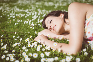 Romantic woman day dreaming