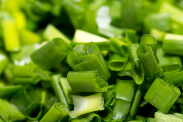 background of chopped green onions. macro