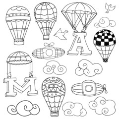 hot air balloons set