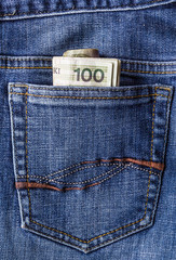 several Polish banknotes jeans pocket