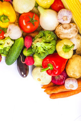 Group of fresh vegetables isolated on white