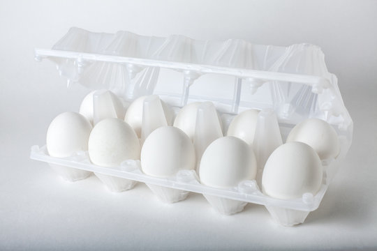 six eggs in a plastic egg box