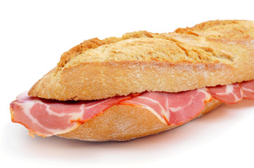 spanish bocadillo de lomo embuchado, a sandwich with cold meats