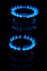 Blue gas flames