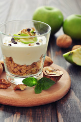 Dessert with yogurt and granola