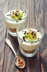 Dessert with yogurt and granola