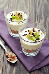 Dessert with yogurt and granola