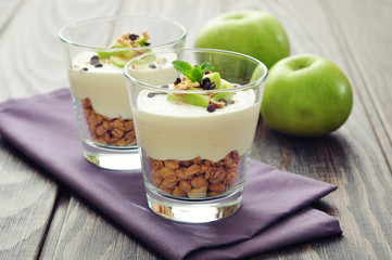 Dessert with yogurt and granola